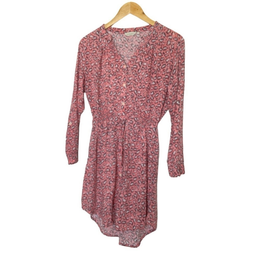 TYLHO by Anthropologie Cheetah Print Longsleeve Shirt Dress Size Small